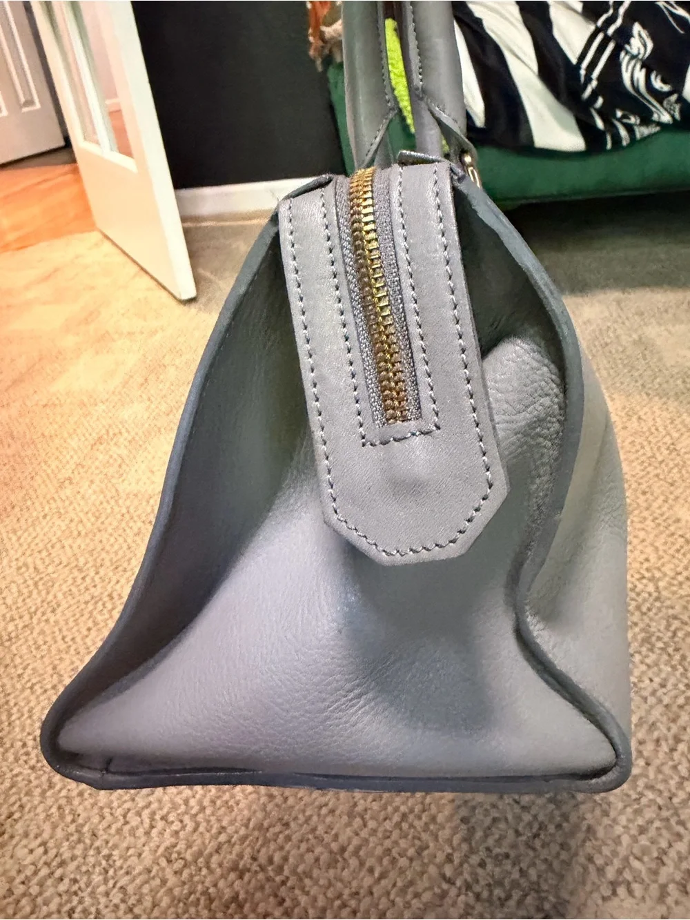 Kelly & Tooke SoHo Leather Barrel Bag -  Gray Leather Tassel Satchel
